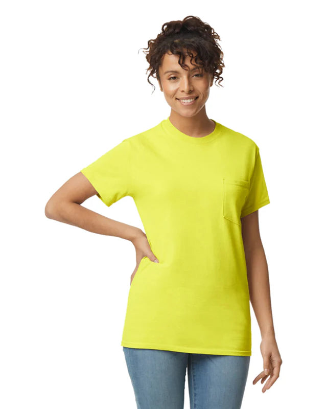 Gildan 2300 Ultra Cotton™ Adult T-Shirt with Pocket (Safety Green)