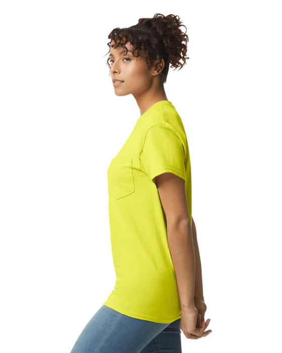 Gildan 2300 Ultra Cotton™ Adult T-Shirt with Pocket (Safety Green)