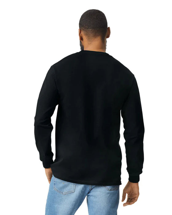 Gildan 2410 Ultra Cotton® Adult Long Sleeve T-Shirt with Pocket (Black)