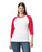 Gildan 5700 Heavy Cotton™ 3/4 Raglan Adult T-Shirt (White/trim Red)