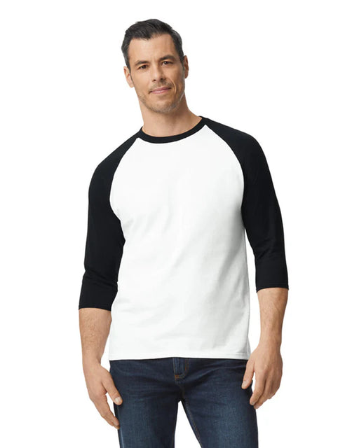 Gildan 5700 Heavy Cotton™ 3/4 Raglan Adult T-Shirt (White/trim Black)