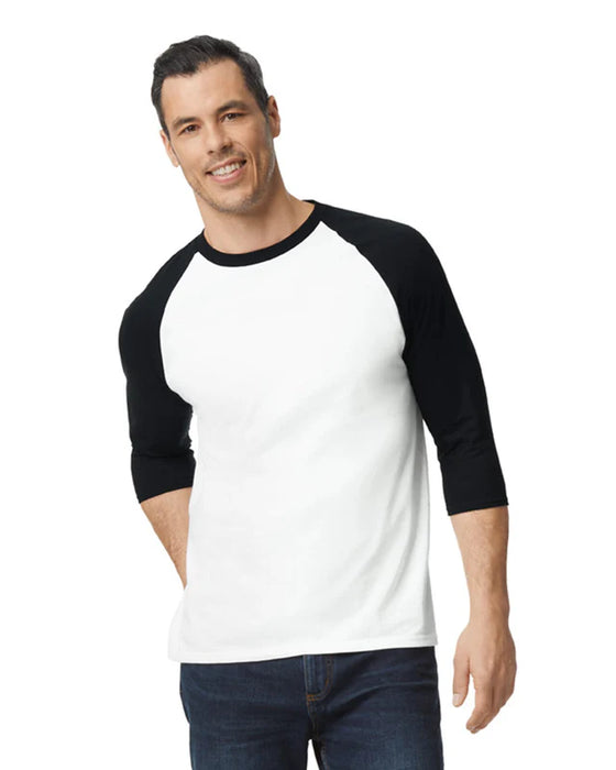 Gildan 5700 Heavy Cotton™ 3/4 Raglan Adult T-Shirt (White/trim Black)
