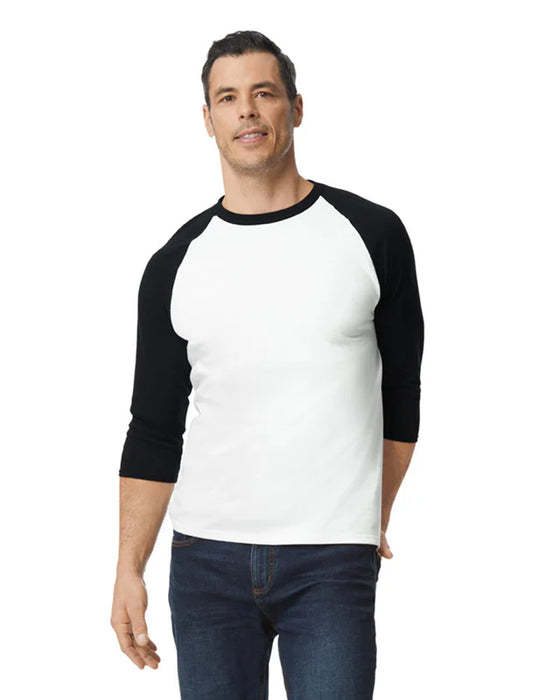 Gildan 5700 Heavy Cotton™ 3/4 Raglan Adult T-Shirt (White/trim Black)
