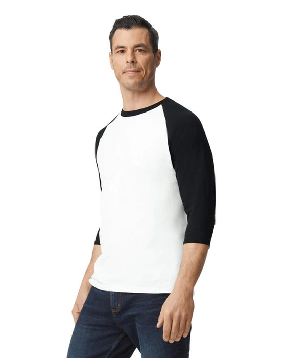 Gildan 5700 Heavy Cotton™ 3/4 Raglan Adult T-Shirt (White/trim Black)