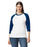 Gildan 5700 Heavy Cotton™ 3/4 Raglan Adult T-Shirt (White/trim Navy)