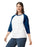 Gildan 5700 Heavy Cotton™ 3/4 Raglan Adult T-Shirt (White/trim Navy)