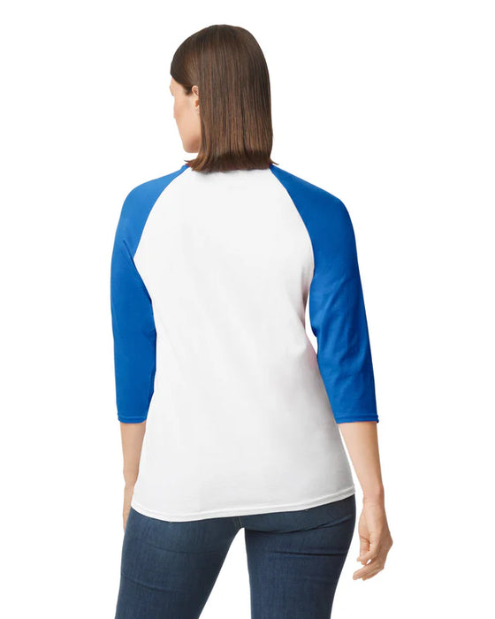 Gildan 5700 Heavy Cotton™ 3/4 Raglan Adult T-Shirt (WhiteTrim/Royal)
