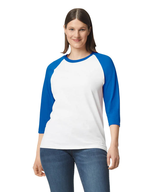 Gildan 5700 Heavy Cotton™ 3/4 Raglan Adult T-Shirt (WhiteTrim/Royal)