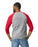 Gildan 5700 Heavy Cotton™ 3/4 Raglan Adult T-Shirt (Gray/trim Red)
