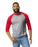 Gildan 5700 Heavy Cotton™ 3/4 Raglan Adult T-Shirt (Gray/trim Red)