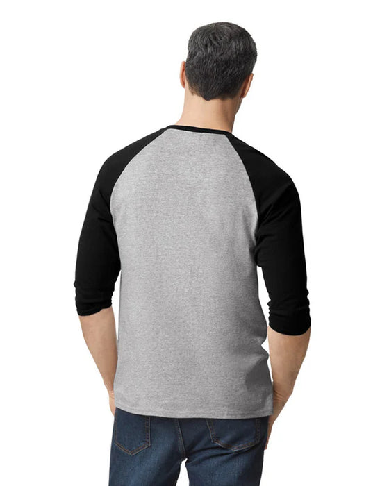 Gildan 5700 Heavy Cotton™ 3/4 Raglan Adult T-Shirt (Gray/trim Black)