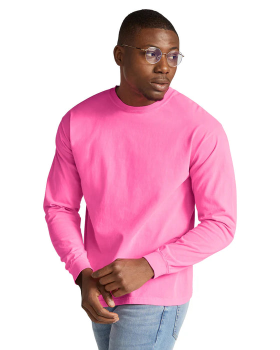 Comfort Colors 6014 ADULT HEAVYWEIGHT LONG SLEEVE TEE (Neon Pink)