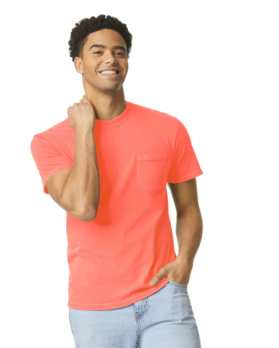 Comfort Colors 6030 ADULT HEAVYWEIGHT POCKET TEE (Neon Red Orange)