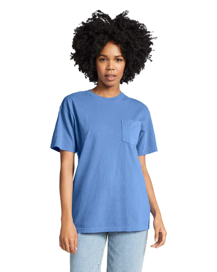 Comfort Colors 6030 ADULT HEAVYWEIGHT POCKET TEE (Flo Blue)