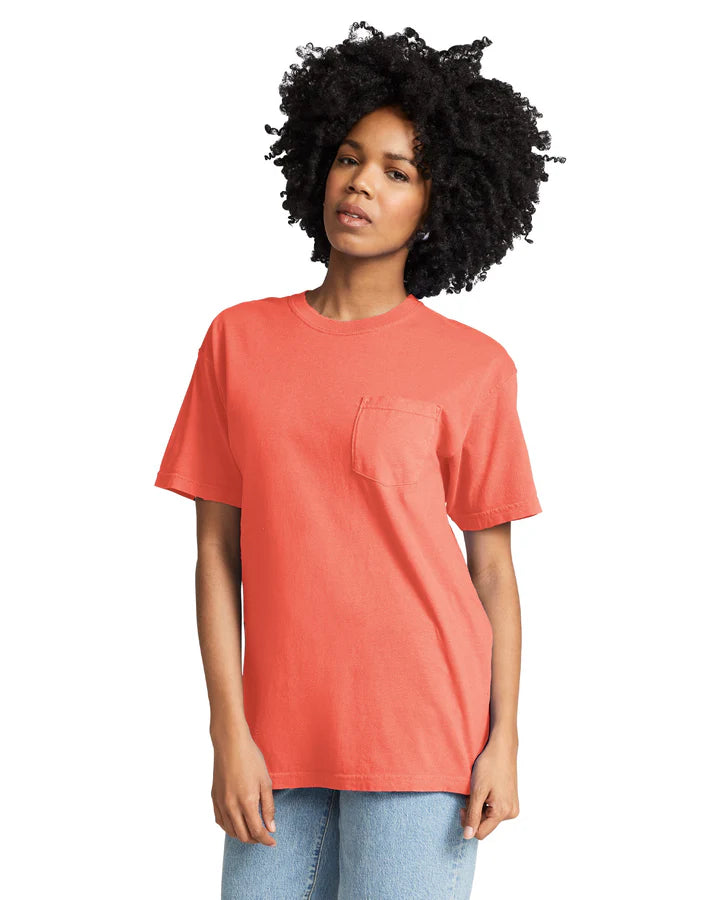Comfort Colors 6030 ADULT HEAVYWEIGHT POCKET TEE (Bright Salmon)