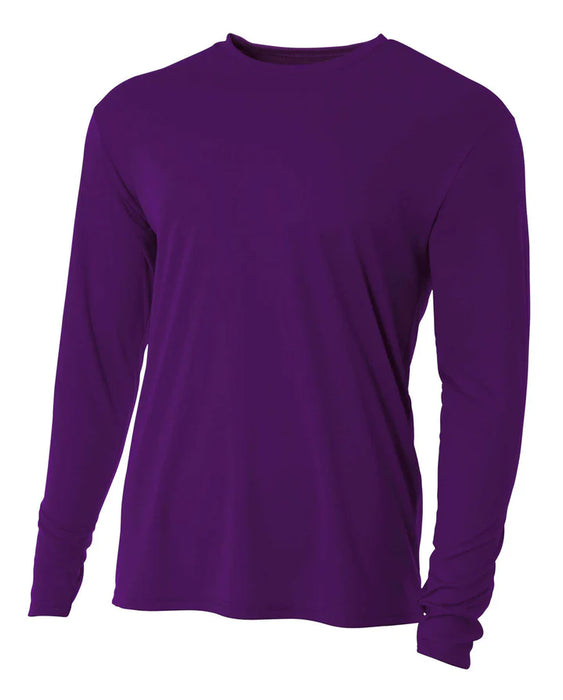 A4 N3165 Adult Cooling Performance Crew Long Sleeve (Purple)